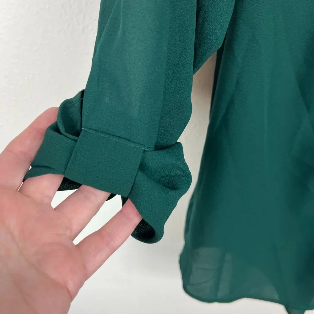 Stitch Fix Brixon Ivy Forest Green popover blouse top Sz S 3/4 sleeve v-neck - Picture 5 of 6